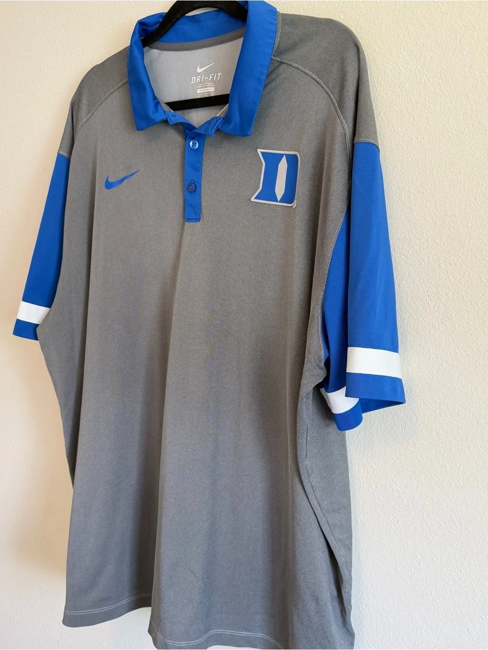 Nike Duke Blue Devils Polo Shirt Mens 3XL Gray Blue University Dri Fit